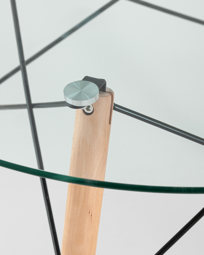 Стол круглый EAMES DSW D=80, стеклянный на дер. ножках УТ000002046
