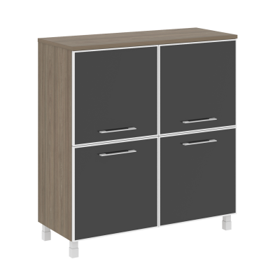 Стеллаж квадратный (4 двери стекло) LT-SD1.2R black 	