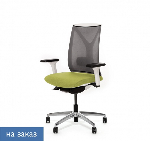 DION M WG Кресло,синх, 1D, ал БЕЛЫЙ ПЛАСТИК DION W MeshGr 870 1DW alum 