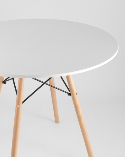 Стол круглый EAMES DSW D=90, белый на дер. ножках УТ000001518