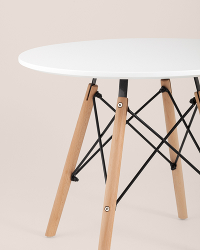 Стол круглый EAMES DSW SMALL D=60, белый на дер. ножках УТ000002115