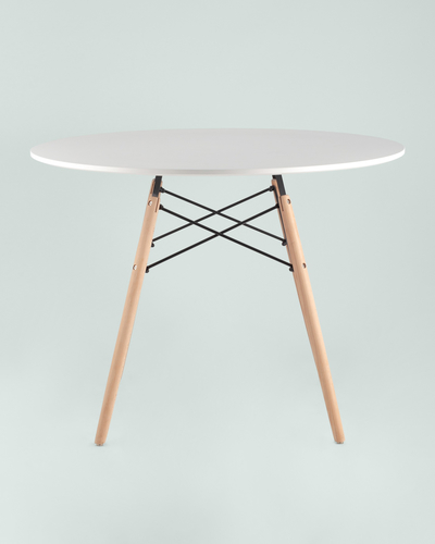 Стол круглый EAMES DSW D=100, белый на дер. ножках УТ000000589