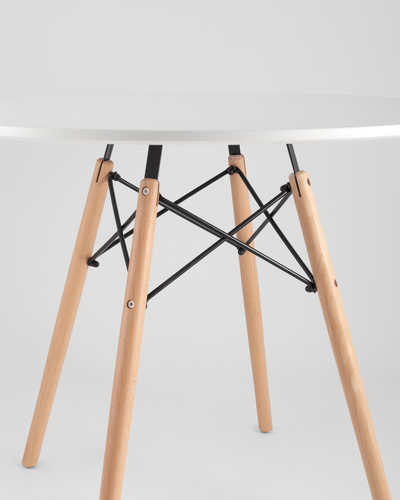 Стол круглый EAMES DSW D=90, белый на дер. ножках УТ000001518