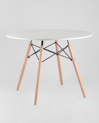 Стол круглый EAMES DSW D=100, белый на дер. ножках УТ000000589
