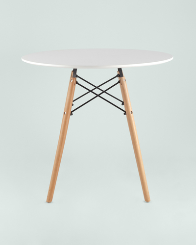 Стол круглый EAMES DSW D=80, белый на дер. ножках УТ000000425