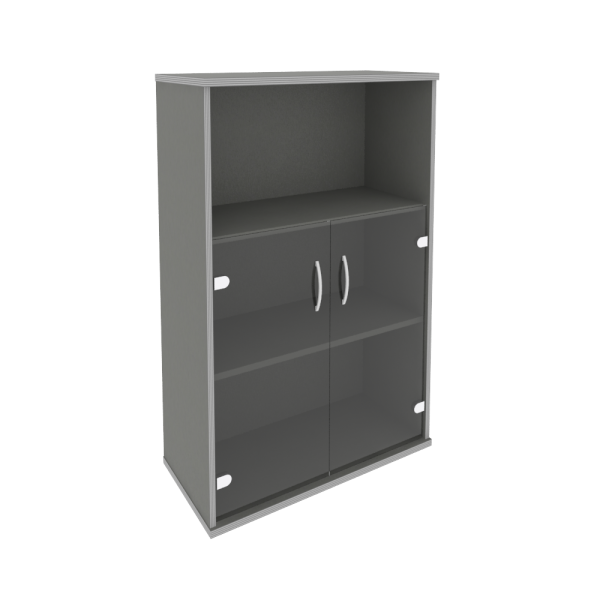 Шкаф средний широкий (2 низкие двери стекло) А.СТ-2.2