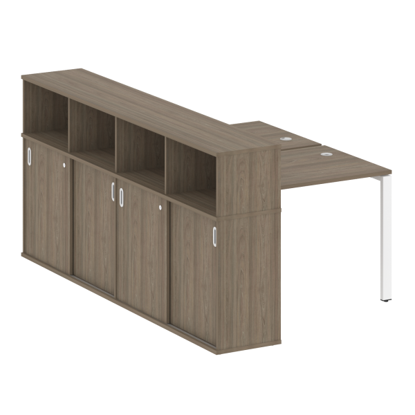 Рабочая станция на П-образном м/к с опорным шкафом-купе БП.РС-СШК-4.1