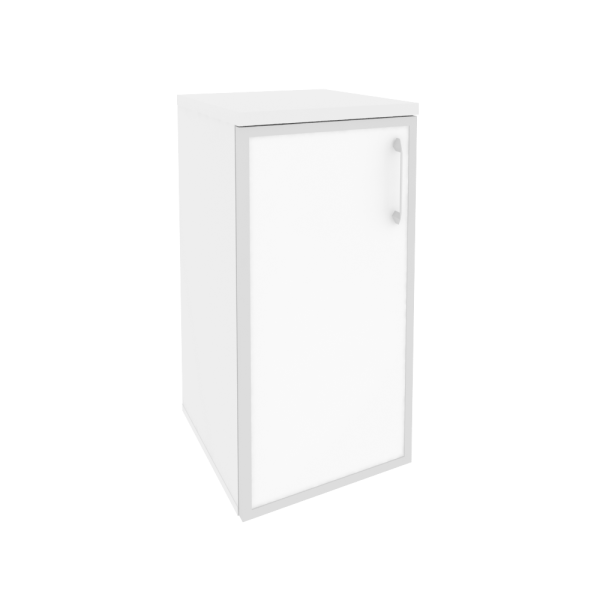 Шкаф низкий узкий левый (1 низкий фасад стекло лакобель в раме) O.SU-3.2R(L) white/black