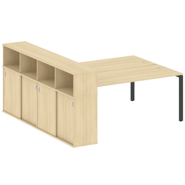 Рабочая станция на П-образном м/к с опорным шкафом-купе БП.РС-СШК-4.5