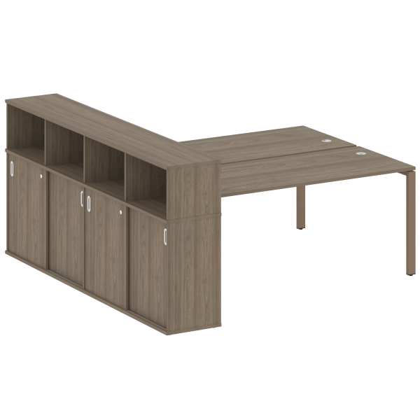 Рабочая станция на П-образном м/к с опорным шкафом-купе БП.РС-СШК-4.5