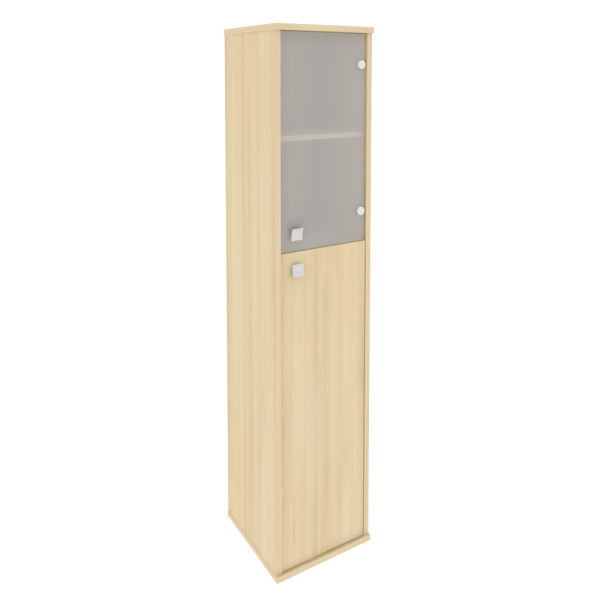 Шкаф высокий узкий левый/правый (1 средняя дверь ЛДСП, 1 низкая дверь стекло) Л.СУ-1.7 Л/Пр