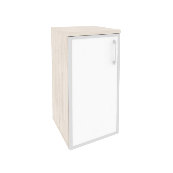 Шкаф низкий узкий левый (1 низкий фасад стекло лакобель в раме) O.SU-3.2R(L) white/black