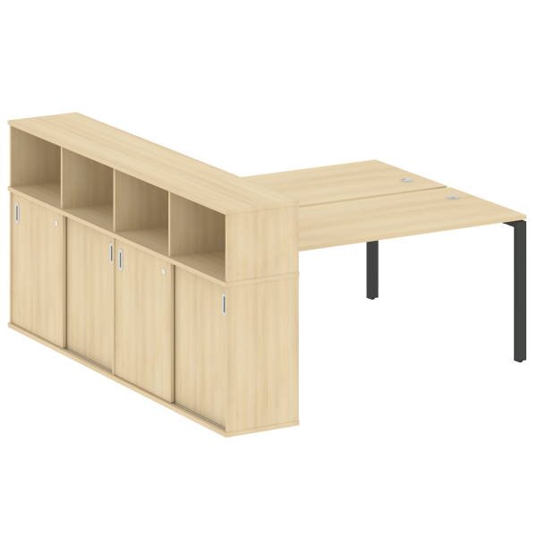 Рабочая станция на П-образном м/к с опорным шкафом-купе БП.РС-СШК-4.4