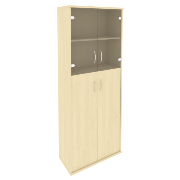 Шкаф высокий широкий (2 средние двери ЛДСП, 2 низкие двери стекло) А.СТ-1.7