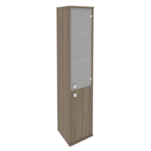 Шкаф высокий узкий левый/правый (1 низкая дверь ЛДСП, 1 средняя дверь стекло) Л.СУ-1.2 Л/Пр