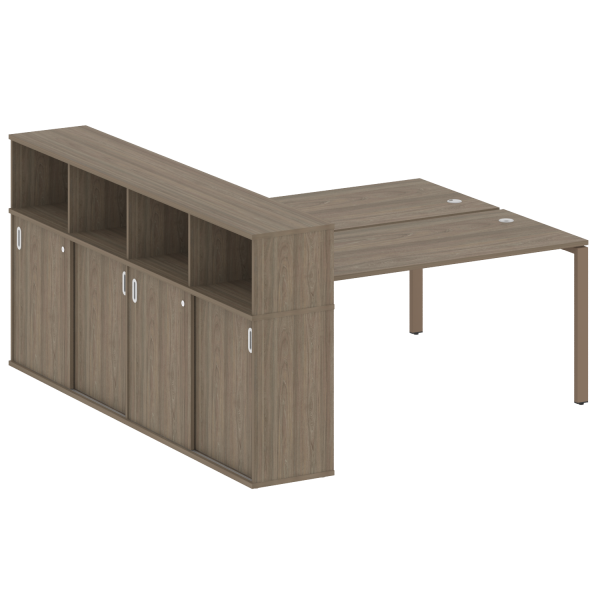 Рабочая станция на П-образном м/к с опорным шкафом-купе БП.РС-СШК-4.4