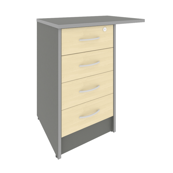 Тумба приставная (с замком, 4 ящика фолдинг, универсальная левая/правая) А.ТП-4.3F