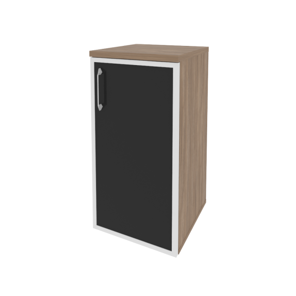 Шкаф низкий узкий правый (1 низкий фасад стекло лакобель в раме) O.SU-3.2R(R) white/black