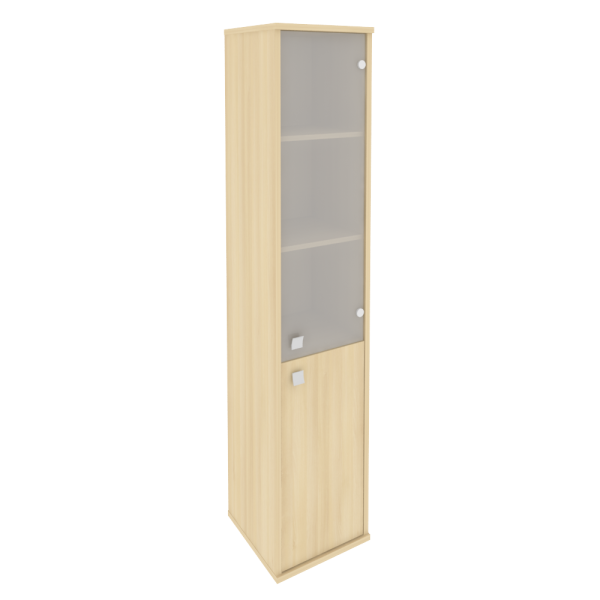 Шкаф высокий узкий левый/правый (1 низкая дверь ЛДСП, 1 средняя дверь стекло) Л.СУ-1.2 Л/Пр