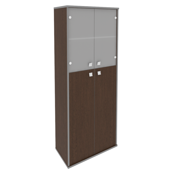 Шкаф высокий широкий (2 средние двери ЛДСП, 2 низкие двери стекло) Л.СТ-1.7