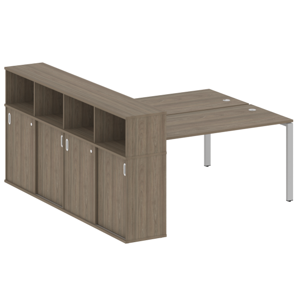 Рабочая станция на П-образном м/к с опорным шкафом-купе БП.РС-СШК-4.4