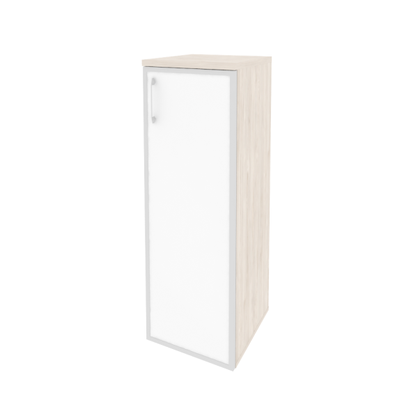 Шкаф средний узкий правый (1 средний фасад стекло лакобель в раме) O.SU-2.4R(R) white/black