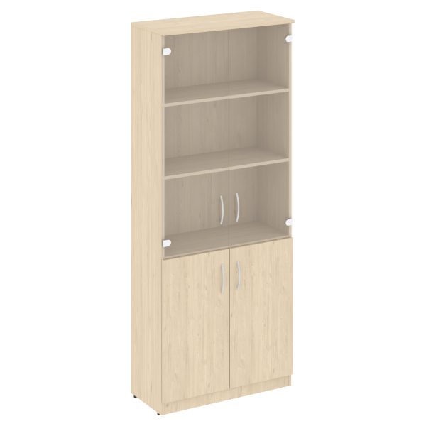 Шкаф высокий широкий (2 низкие двери ЛДСП, 2 средние двери стекло) В.СТ-1.2