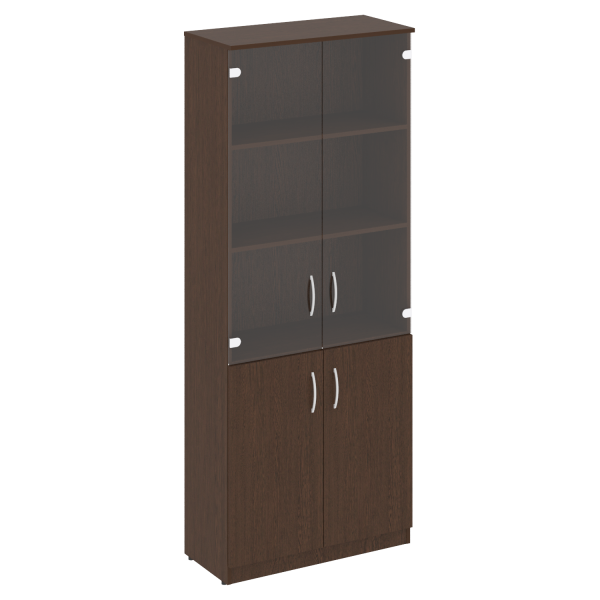 Шкаф высокий широкий (2 низкие двери ЛДСП, 2 средние двери стекло) В.СТ-1.2