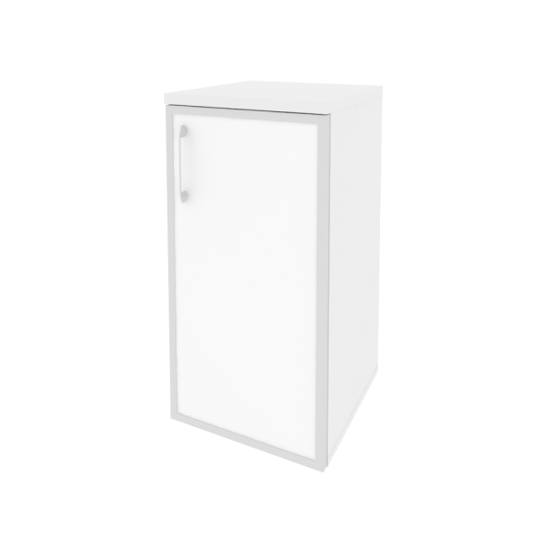 Шкаф низкий узкий правый (1 низкий фасад стекло лакобель в раме) O.SU-3.2R(R) white/black