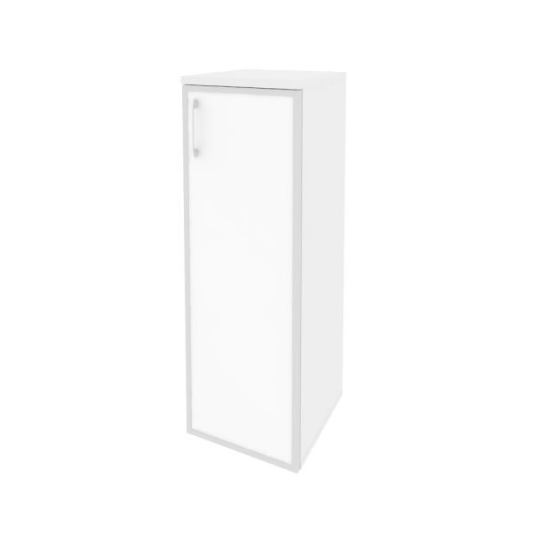 Шкаф средний узкий правый (1 средний фасад стекло лакобель в раме) O.SU-2.4R(R) white/black