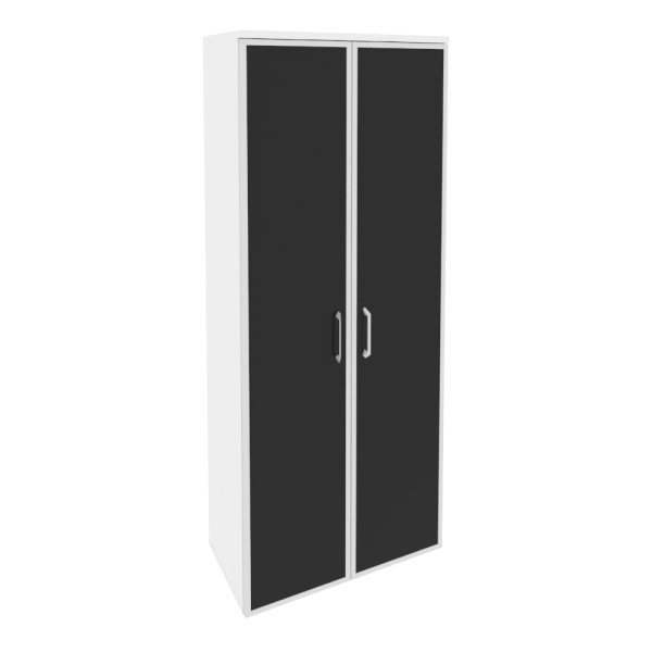 Шкаф высокий широкий (2 высоких фасада стекло лакобель в раме) O.ST-1.10R white/black