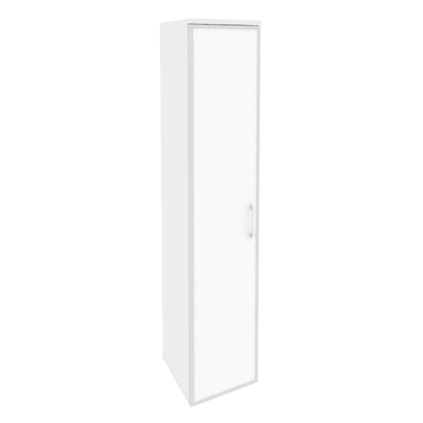 Шкаф высокий узкий левый (1 высокий фасад стекло лакобель в раме) O.SU-1.10R(L) white/black