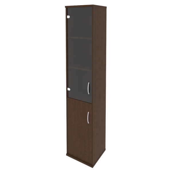 Шкаф высокий узкий левый/правый (1 низкая дверь ЛДСП, 1 средняя дверь стекло) А.СУ-1.2 Л/Пр