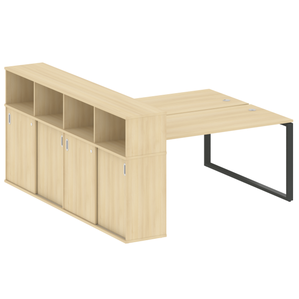 Рабочая станция на О-образном м/к с опорным шкафом-купе БО.РС-СШК-4.4