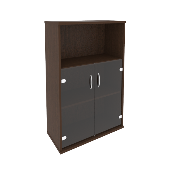 Шкаф средний широкий (2 низкие двери стекло) А.СТ-2.2