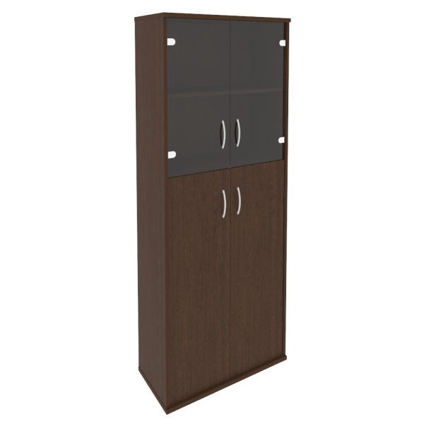 Шкаф высокий широкий (2 средние двери ЛДСП, 2 низкие двери стекло) А.СТ-1.7