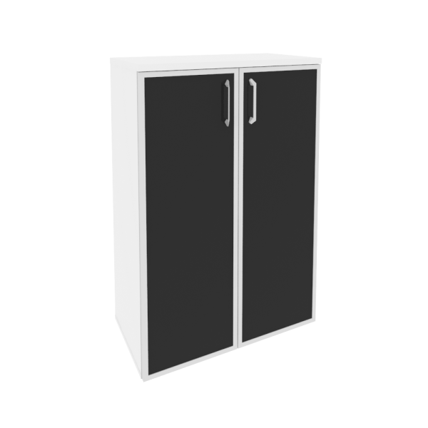 Шкаф средний широкий (2 средних фасада стекло лакобель в раме) O.ST-2.4R white/black