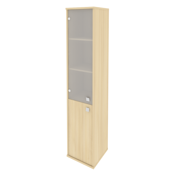 Шкаф высокий узкий левый/правый (1 низкая дверь ЛДСП, 1 средняя дверь стекло) Л.СУ-1.2 Л/Пр