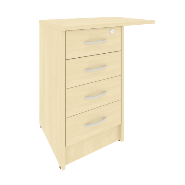 Тумба приставная (с замком, 4 ящика фолдинг, универсальная левая/правая) А.ТП-4.3F