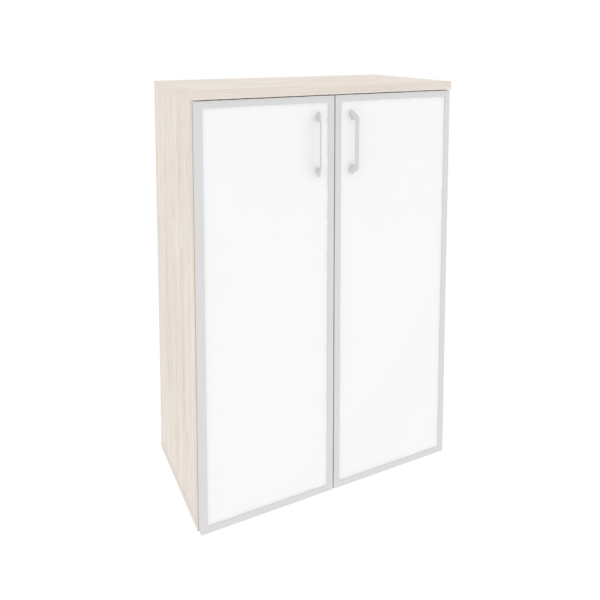 Шкаф средний широкий (2 средних фасада стекло лакобель в раме) O.ST-2.4R white/black