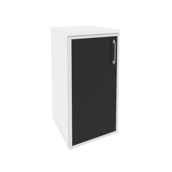 Шкаф низкий узкий левый (1 низкий фасад стекло лакобель в раме) O.SU-3.2R(L) white/black