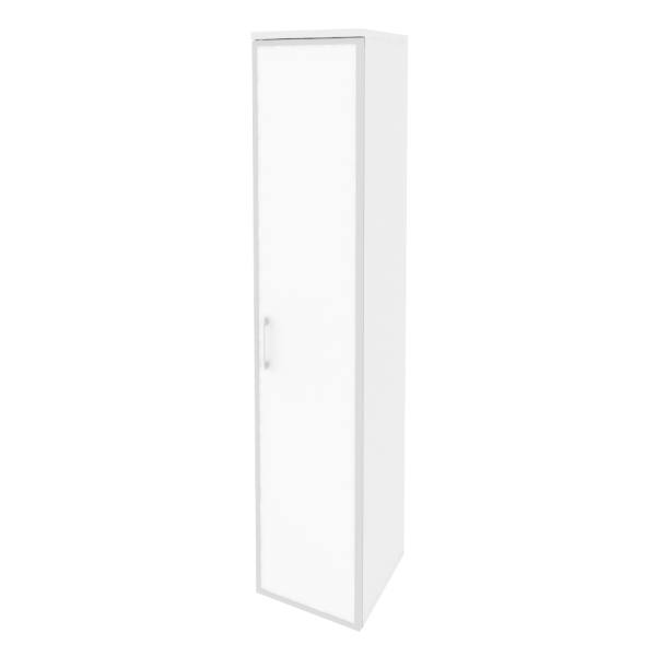 Шкаф высокий узкий правый (1 высокий фасад стекло лакобель в раме) O.SU-1.10R(R) white/black