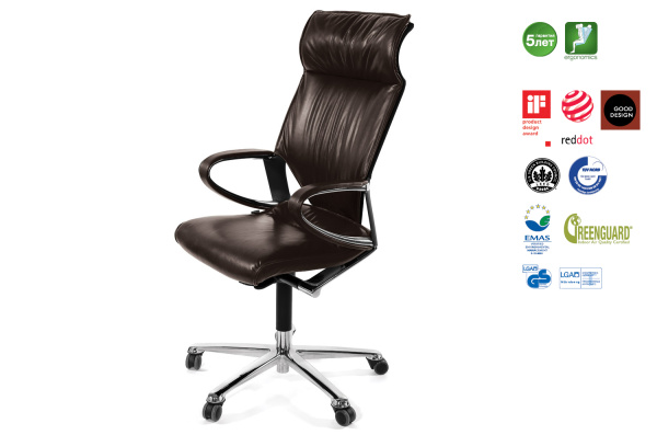 MODUS КРЕСЛО КОЖА,С ПОДГОЛ. ШОКОЛАД 284/81 87/89 dunkel braun frame and armrest cromiu