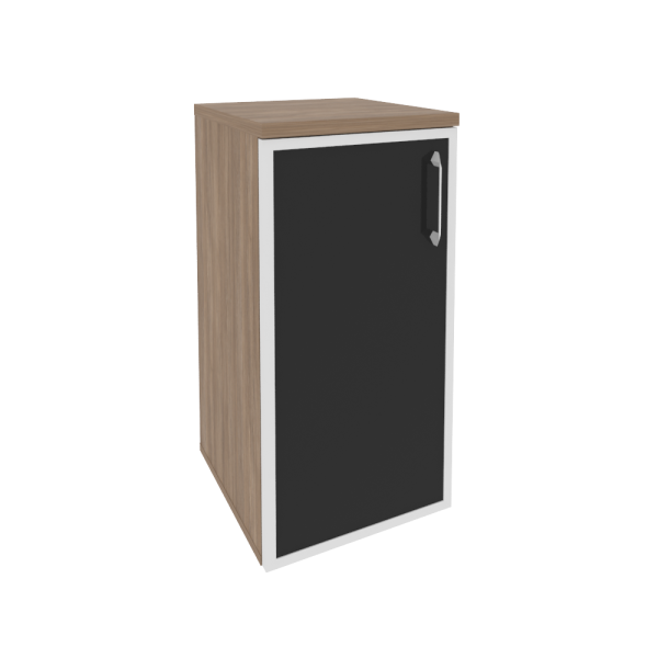 Шкаф низкий узкий левый (1 низкий фасад стекло лакобель в раме) O.SU-3.2R(L) white/black