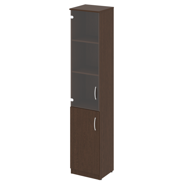 Шкаф высокий узкий (1 низкая дверь ЛДСП, 1 средняя дверь стекло) В.СУ-1.2