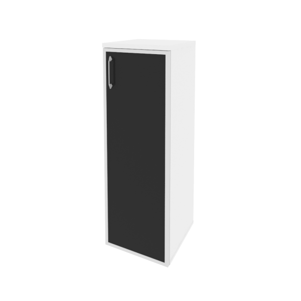 Шкаф средний узкий правый (1 средний фасад стекло лакобель в раме) O.SU-2.4R(R) white/black