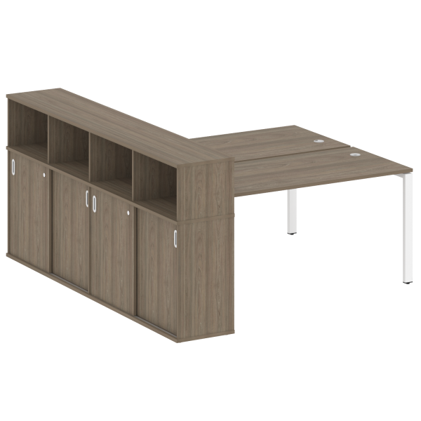 Рабочая станция на П-образном м/к с опорным шкафом-купе БП.РС-СШК-4.4