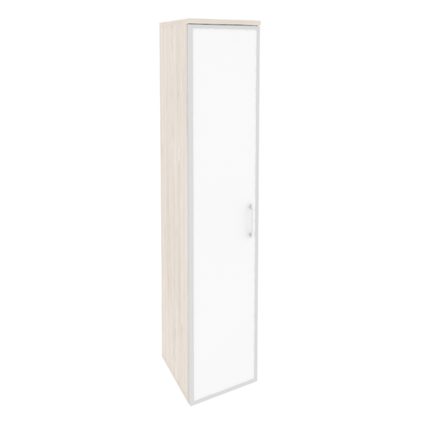 Шкаф высокий узкий левый (1 высокий фасад стекло лакобель в раме) O.SU-1.10R(L) white/black