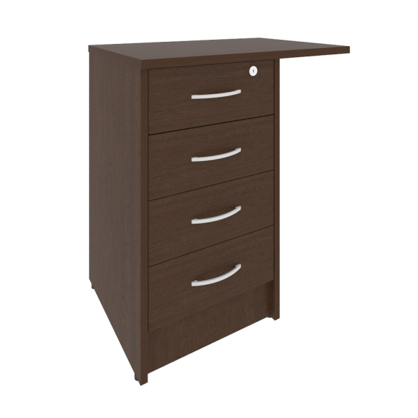 Тумба приставная (с замком, 4 ящика фолдинг, универсальная левая/правая) А.ТП-4.3F