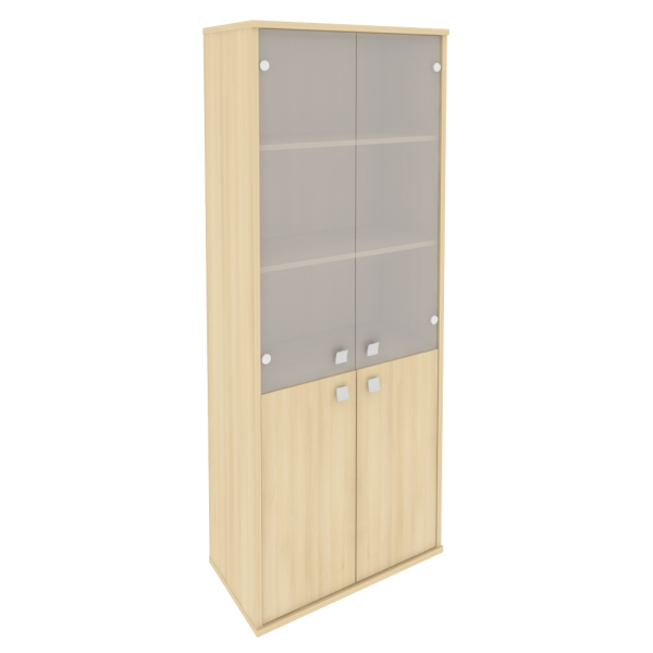 Шкаф высокий широкий (2 низкие двери ЛДСП, 2 средние двери стекло) Л.СТ-1.2